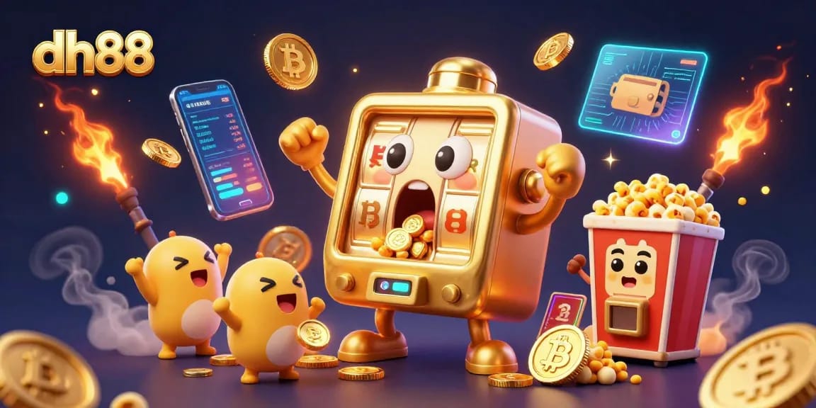 Experience excitement at dh88's casino with a colorful slot machine hitting a jackpot.
