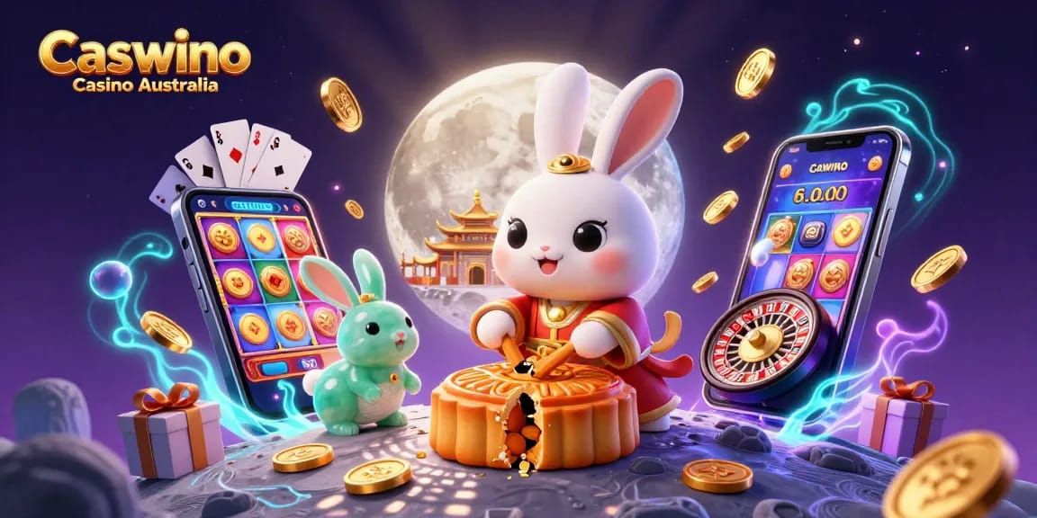 Experience exciting games at Caswino Casino Australia with vibrant slot reels and rich casino elements.