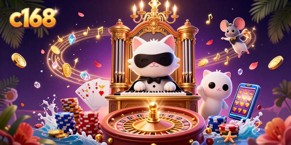 Experience the excitement with c168, capturing the thrill of a live casino with vibrant characters and dynamic game elements.