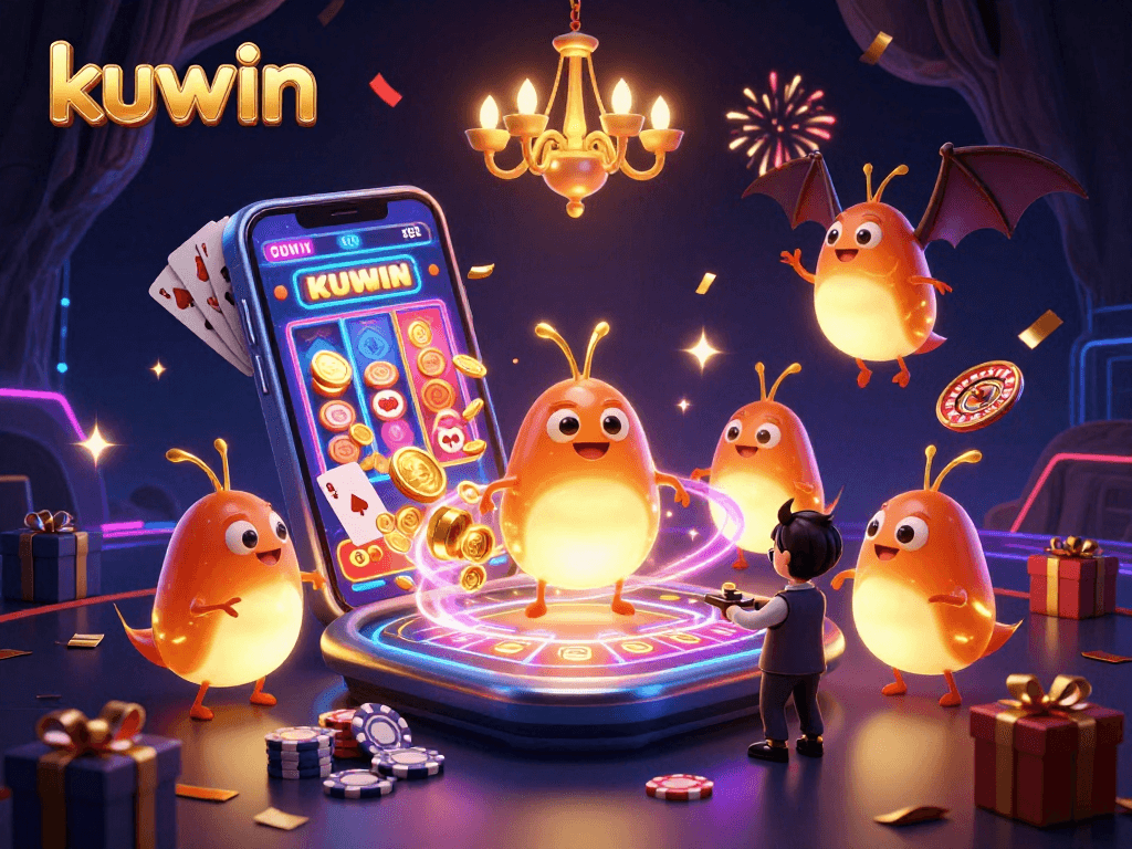 Kuwin attracts players to a vibrant casino scene lit by glowworms, enhancing the gaming experience.