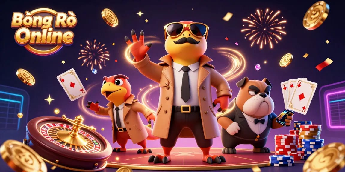 Bóng Rổ Online showcases exciting basketball betting action with raptors in a trench coat at a casino.