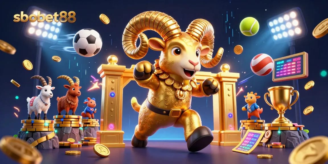 Bet on sbobet88 with engaging sports-themed illustration showcasing dynamic betting action.