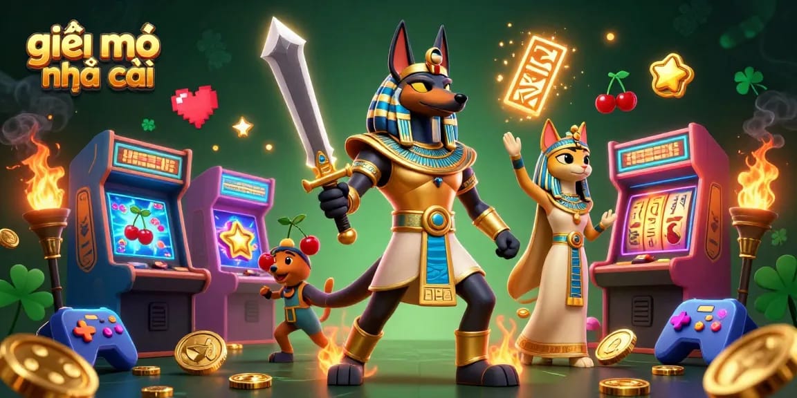 Enhance your gaming skills with giải mã nhà cái insights and a captivating illustration of an Egyptian-themed casino.