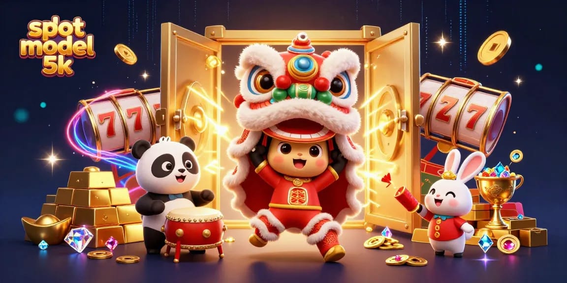 Spin the reels in the captivating slot modal 5k illustration with vibrant characters and prize elements.