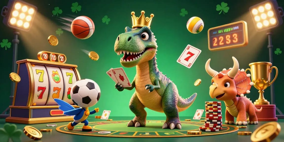 Engage in thrilling gameplay with winstrike69 as T-Rex shuffles cards, enhancing your betting experience.