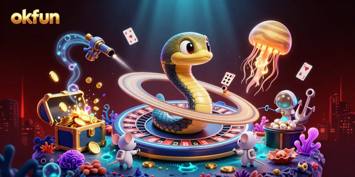 Experience the excitement of okfun as astronauts bet on a roulette wheel planet with a cosmic dealer.