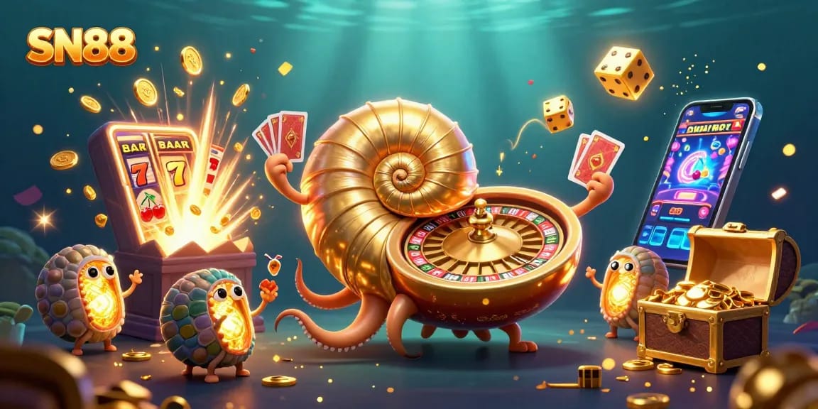 Win big at SN88 with vibrant casino games and exciting jackpots in this captivating illustration.