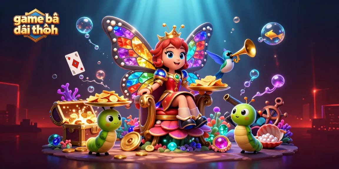 Engage in thrilling game bài đổi thưởng with colorful gems and dynamic casino elements in a colorful 3D scene.