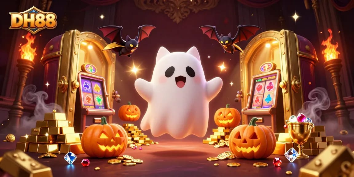 Experience thrilling wins with DH88 in a magical haunted casino fantasy scene.
