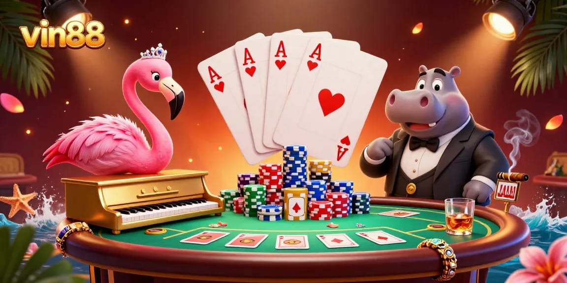 Experience thrilling gameplay at vin88 with vibrant casino elements in an engaging 3D scene.