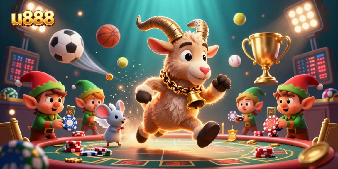Engage in exciting games at u888 with a colorful scene showcasing a playful casino atmosphere.