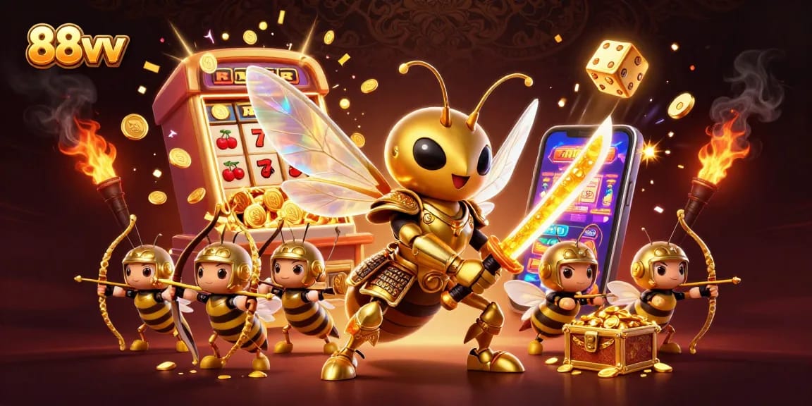 Experience the thrill of 88vv with this dynamic game scene, showcasing jackpot excitement and rich casino visuals.