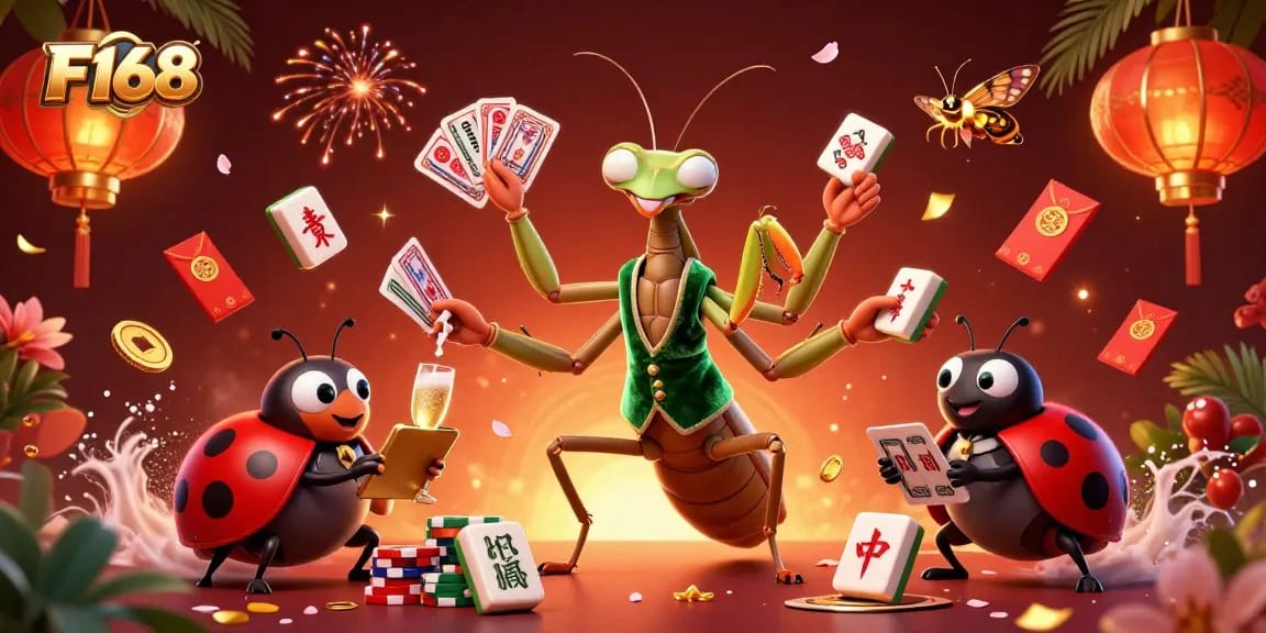 Engaging scene of F168 casino action with vibrant decorations and dynamic characters.