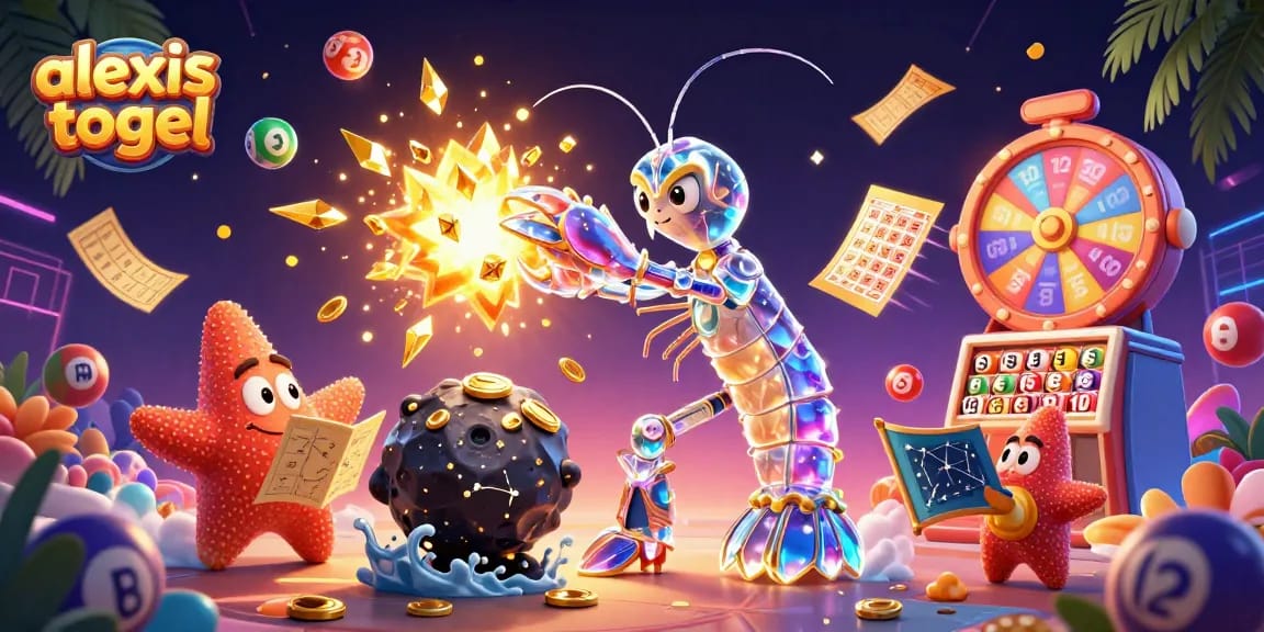 Akses cepat alexistogel dengan bola lotere berwarna-warni dan suasana menarik dalam ilustrasi 3D.