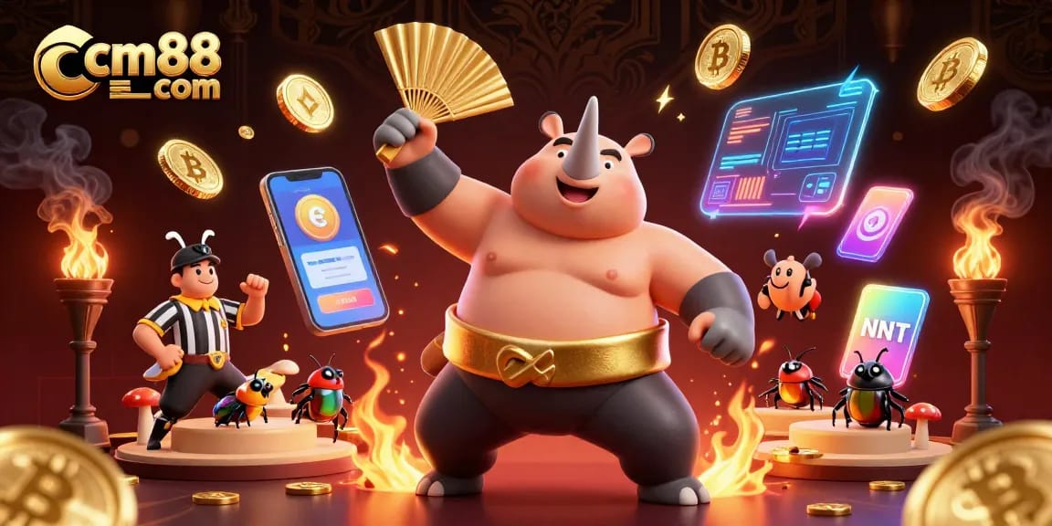 Engage in thrilling gameplay at cm88 com with a vibrant, 3D casino scene featuring exciting characters and elements.