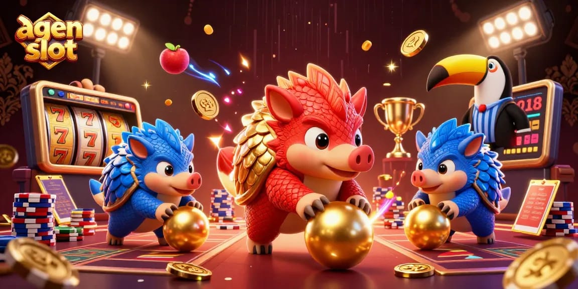 Menggulung bola emas dan piala jackpot dengan agen slot yang memikat dan aksi seru.
