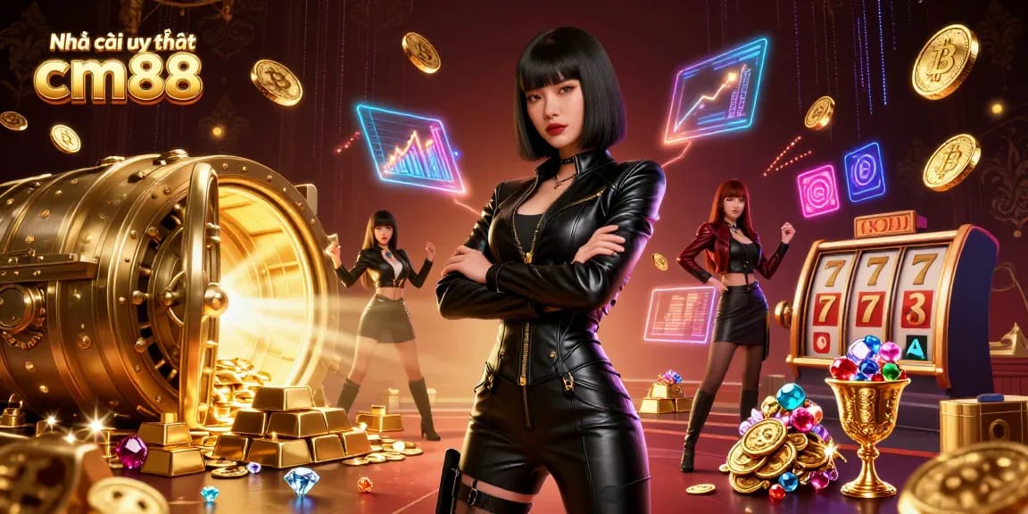 Experience the thrill of Nhà cái uy tín cm88 through a vibrant 3D casino scene packed with dynamic gaming elements.