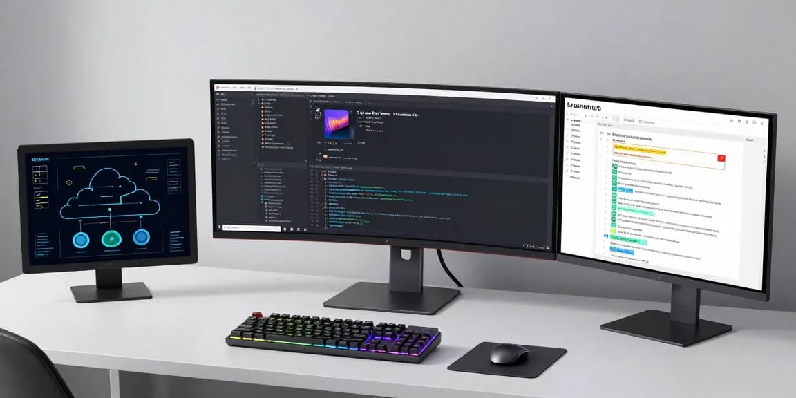 gi8 - modern developer workspace focusing on cloud computing and AI technology in action.