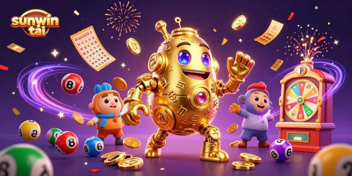 Engage in thrilling gameplay with sunwin tải amidst vibrant lottery elements and a golden golem