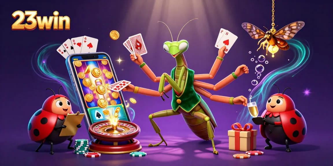 Experience thrilling wins at 23win with 3D animated casino characters and vibrant game elements.
