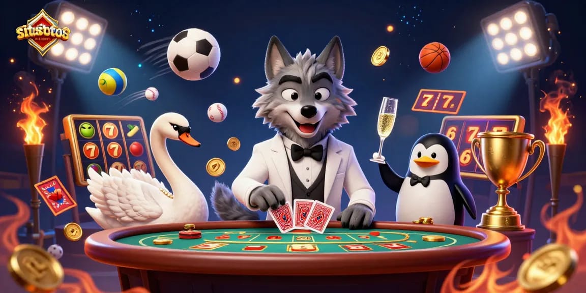 Experience thrilling gameplay at situstotoslottergacor with vibrant characters, slot reels, and casino elements.