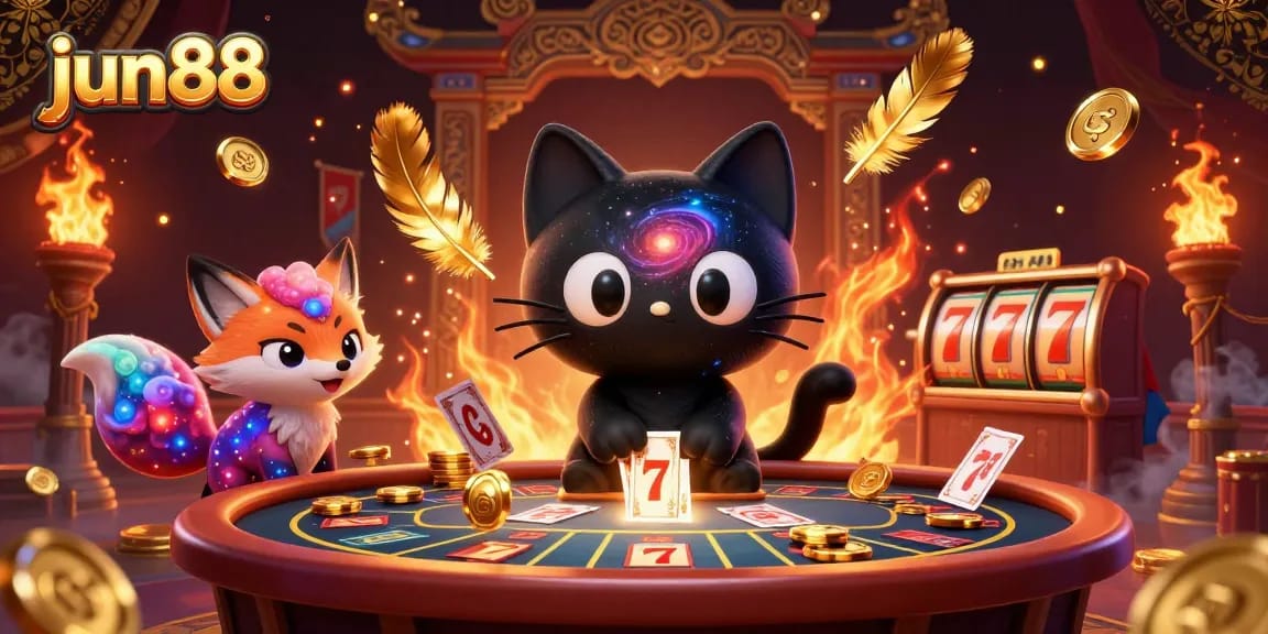 Experience the thrill of jun88 as the black hole cat pulls in golden chips at the cosmic casino.