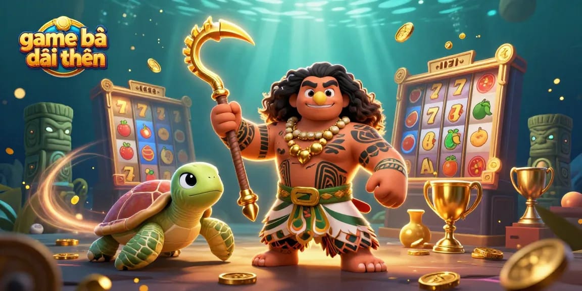 Experience game bài đổi thưởng excitement with a Maui-style hawk and turtle in a rich gaming environment.