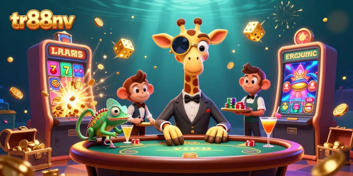 Experience immersive gaming at tr88nv with a vibrant casino scene featuring dynamic characters and symbols