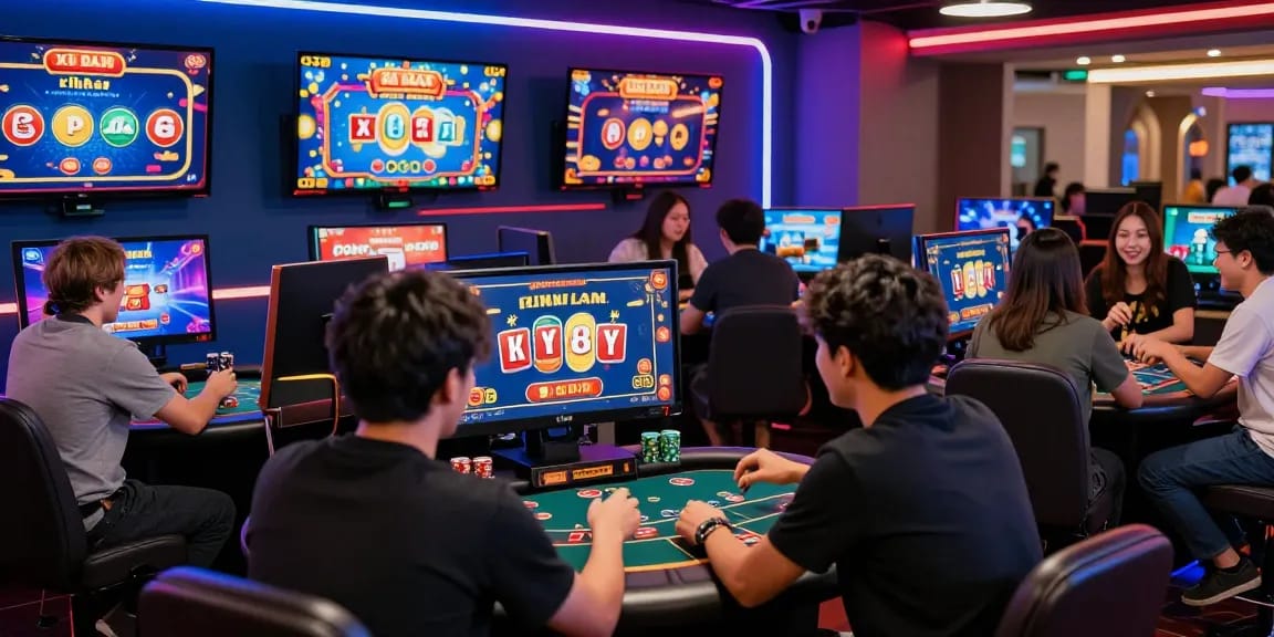 Engaged players experiencing game bài đổi thưởng in a dynamic virtual casino environment, showcasing excitement and diversity.