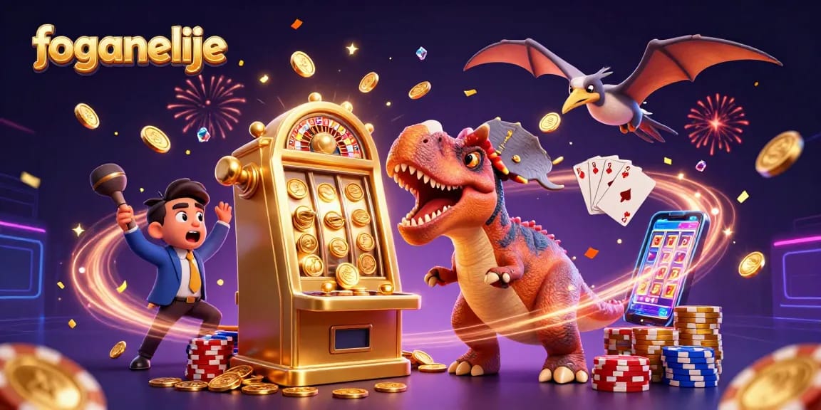 Experience foganelije excitement with a thrilling illustration of dinosaurs at a casino jackpot!