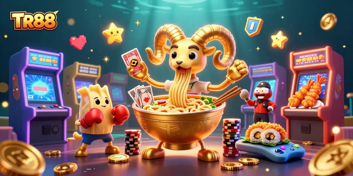 Engage in thrilling gameplay with TR88 by experiencing a vibrant casino-themed illustrated scene.