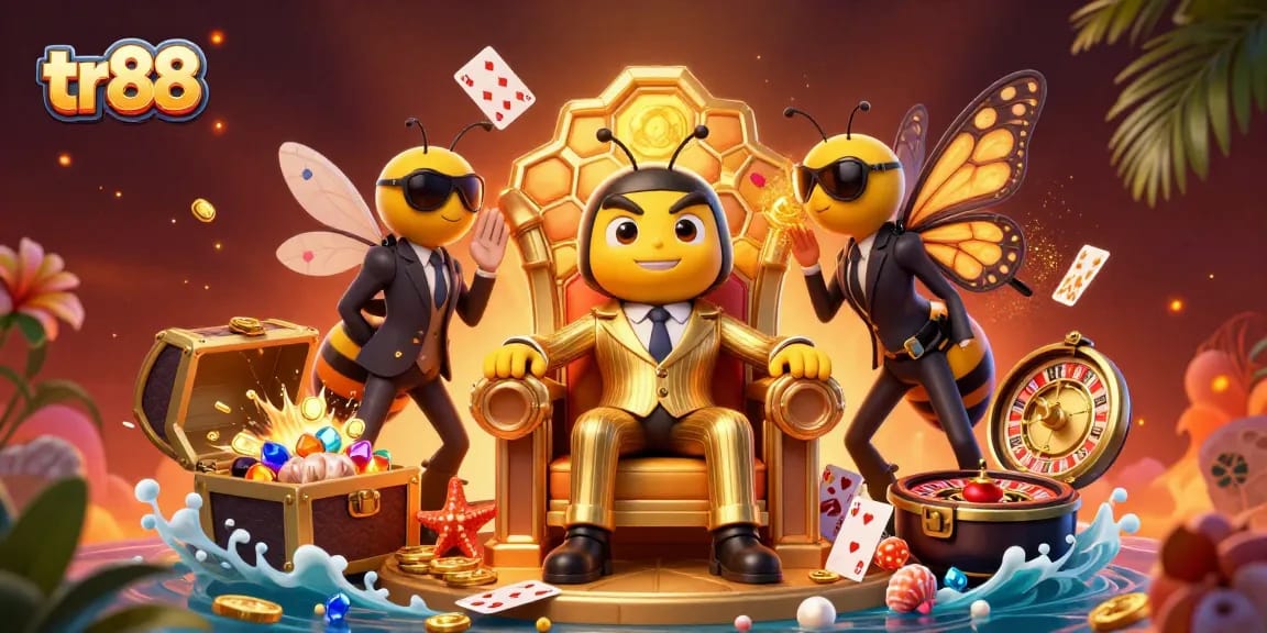 Experience the thrilling world of tr88 with a lively casino-themed digital illustration.