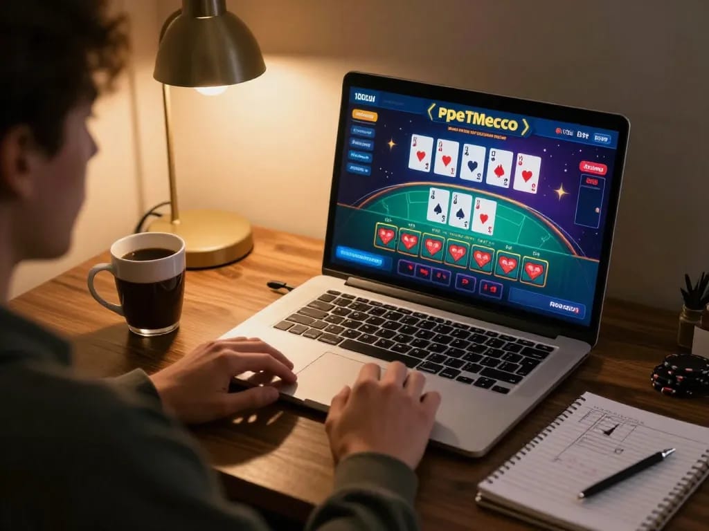 Engaging in live dealer blackjack at 100cuci with immersive screen interface in cozy home environment.