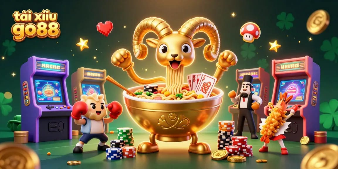 Play tài xỉu go88 with the vibrant characters and casino elements in this vivid illustration.