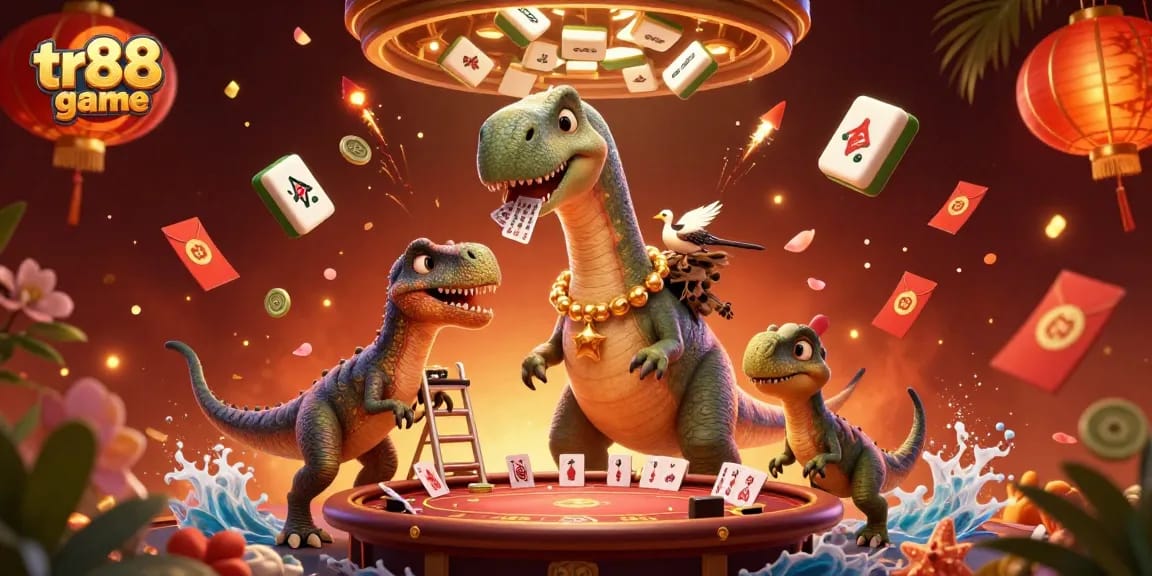 Experience the excitement of the tr88 game in a vivid 3D casino scene filled with dynamic elements.