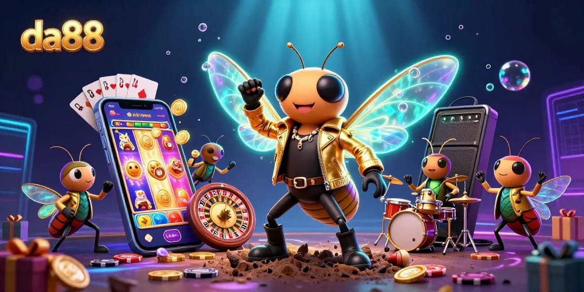 Spin the reels and win rewards at da88: vibrant 3D casino experience with rock star characters!