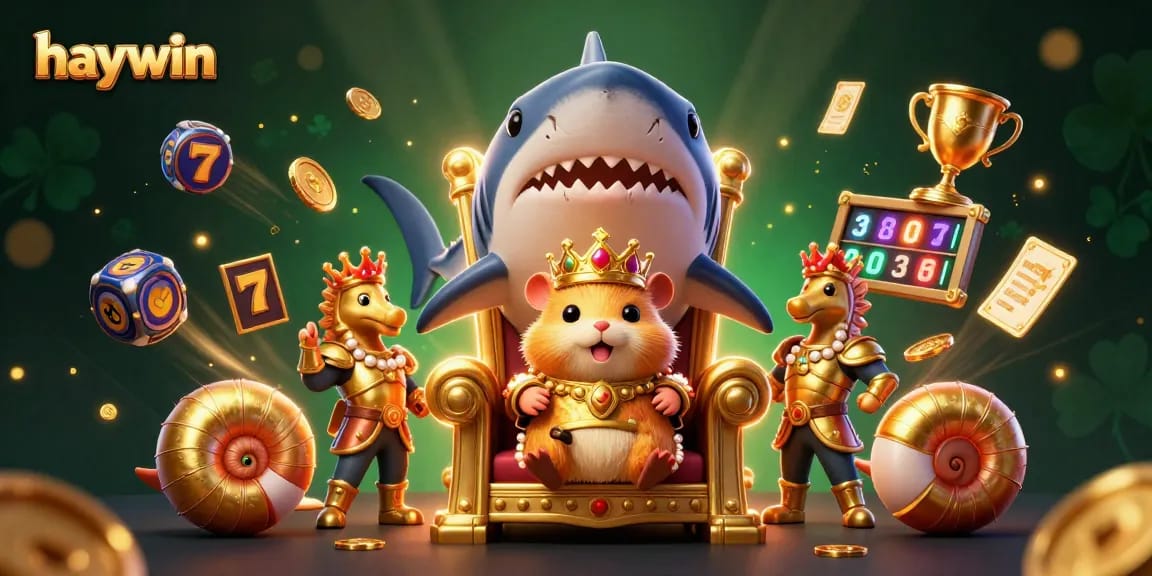Win big at Haywin with the fierce golden hamster king surrounded by thrilling slot adventures.