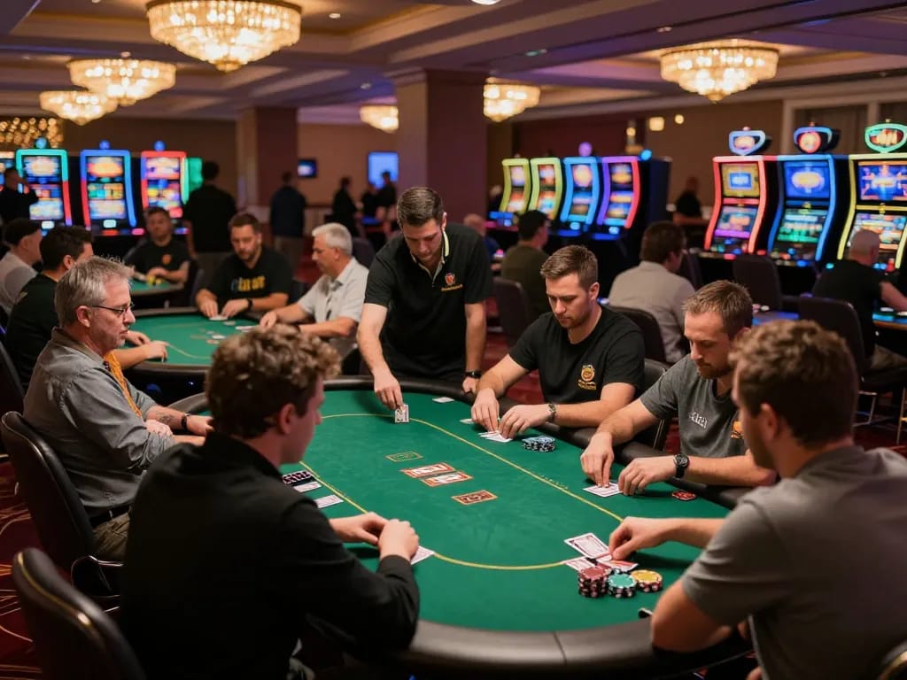 Staubbindematte für Produktionsbereiche enhances cleanliness while players strategize at poker tables