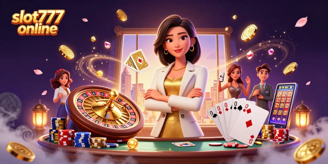 Experience the thrill of slot777 online with stunning visuals, golden cards, and vibrant game elements.