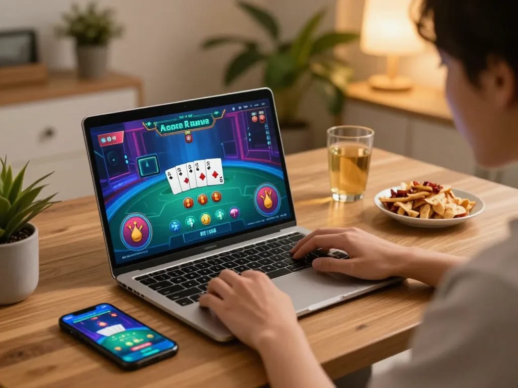 Phiên chơi game hấp dẫn để tạo tài khoản đá gà thomo tại nhà, thể hiện giao diện cược sống động và không gian thoải mái.