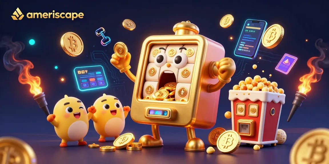 Memainkan slot gacor di ameriscape saat jackpot meluncur dengan koin emas bersinar.