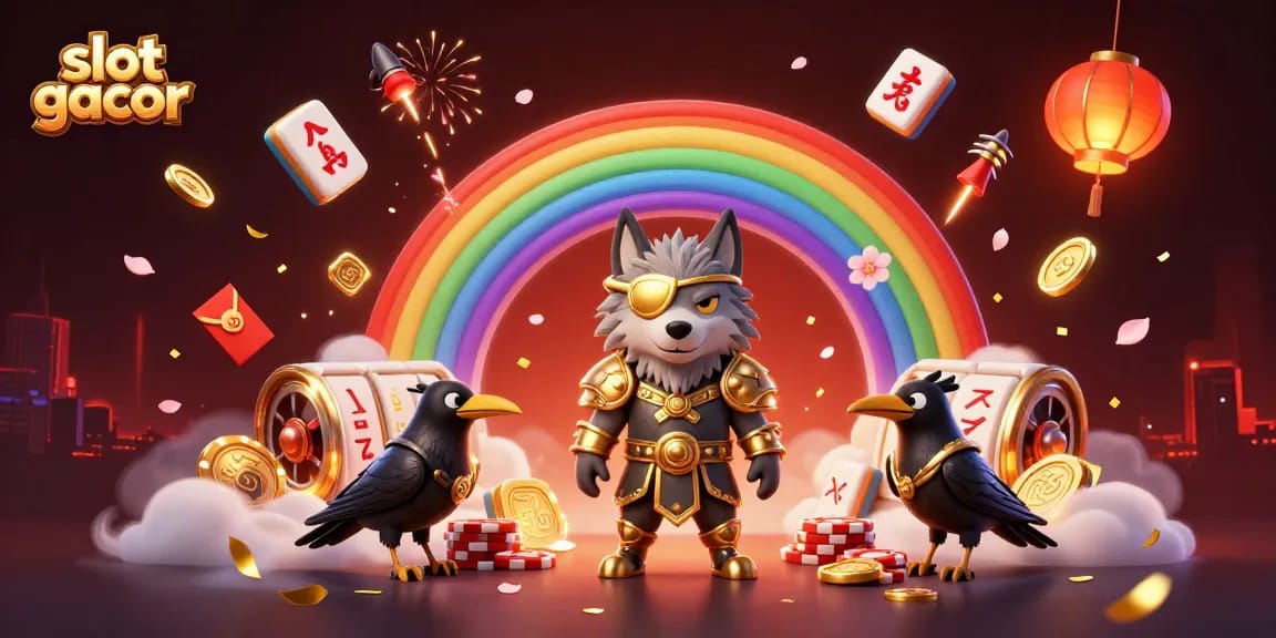 Experience the excitement of slot gacor with a vibrant 3D scene showcasing Odin and his ravens.