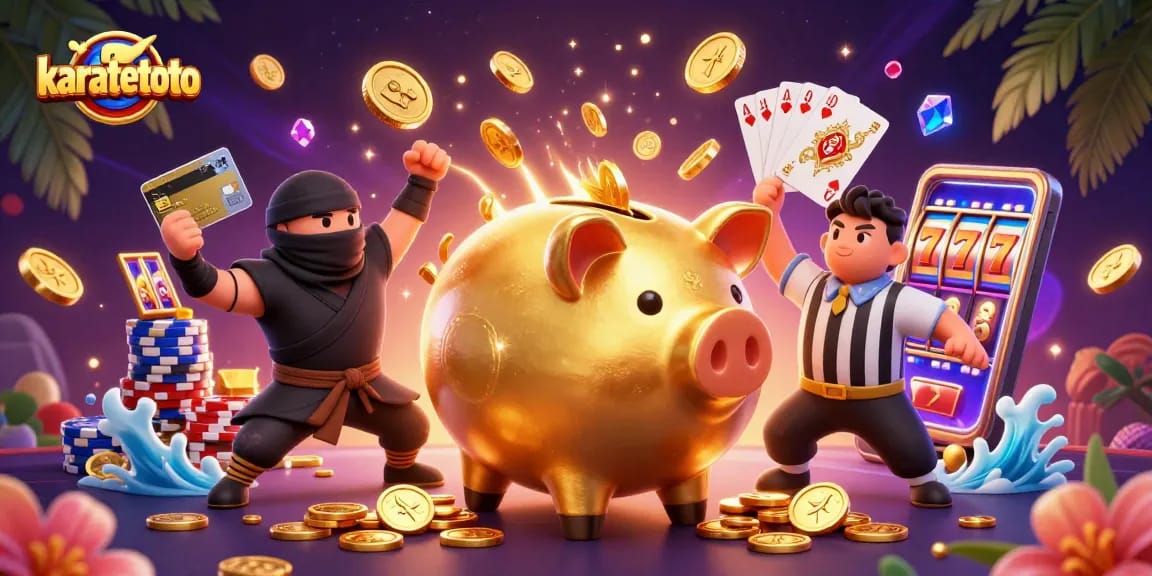 Karatetoto's dynamic gaming scene showcases the excitement of online slots with vibrant action elements.