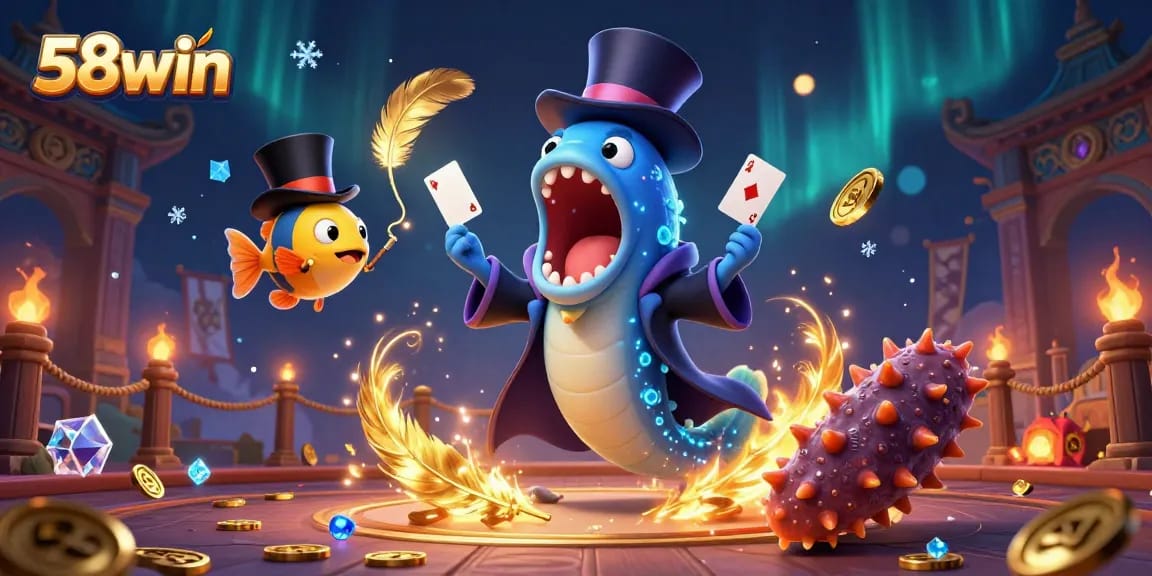 Engage in thrilling magic acts featuring 58win's unique casino characters performing card tricks.