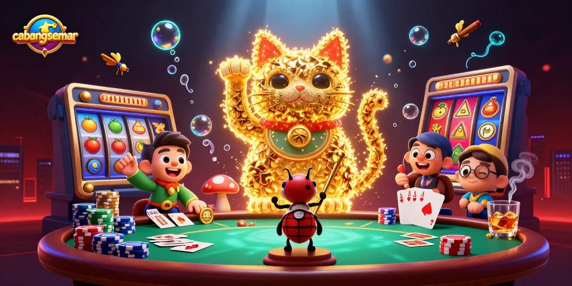Cabangsemar menghadirkan ilustrasi casino yang menarik dengan simbol permainan yang dinamis.