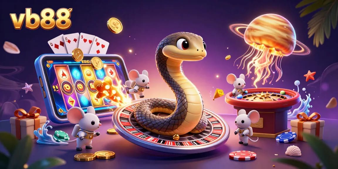 Experience fun with vb88 as astronaut mice bet on a cosmic roulette while enjoying engaging casino elements.
