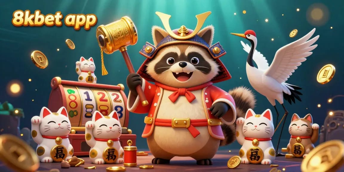 Play slots with the dynamic 8xbet app while enjoying an immersive cartoon scene filled with lucky symbols.