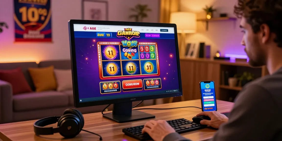Player exploring engaging games at casinos not on gamstop with vibrant interface and promotional bonuses.