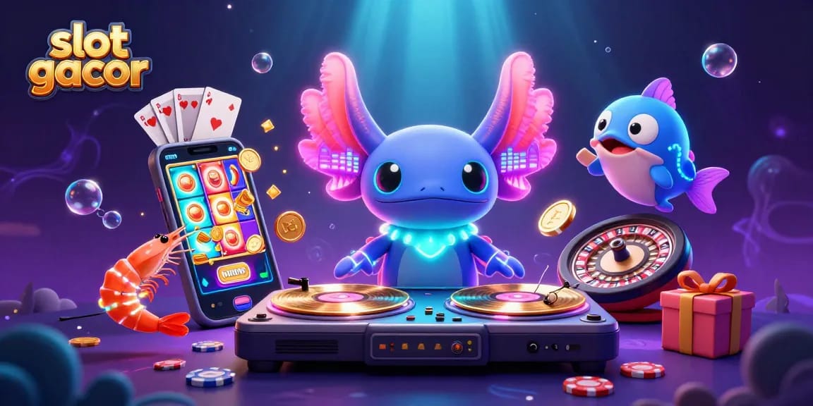 Spin for luck with slot gacor while enjoying vibrant casino elements in this colorful 3D illustration.