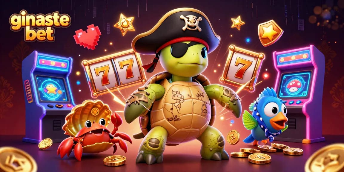 Experience exciting ginaste bet thrills with 3D characters and slot machines in a dynamic scene.